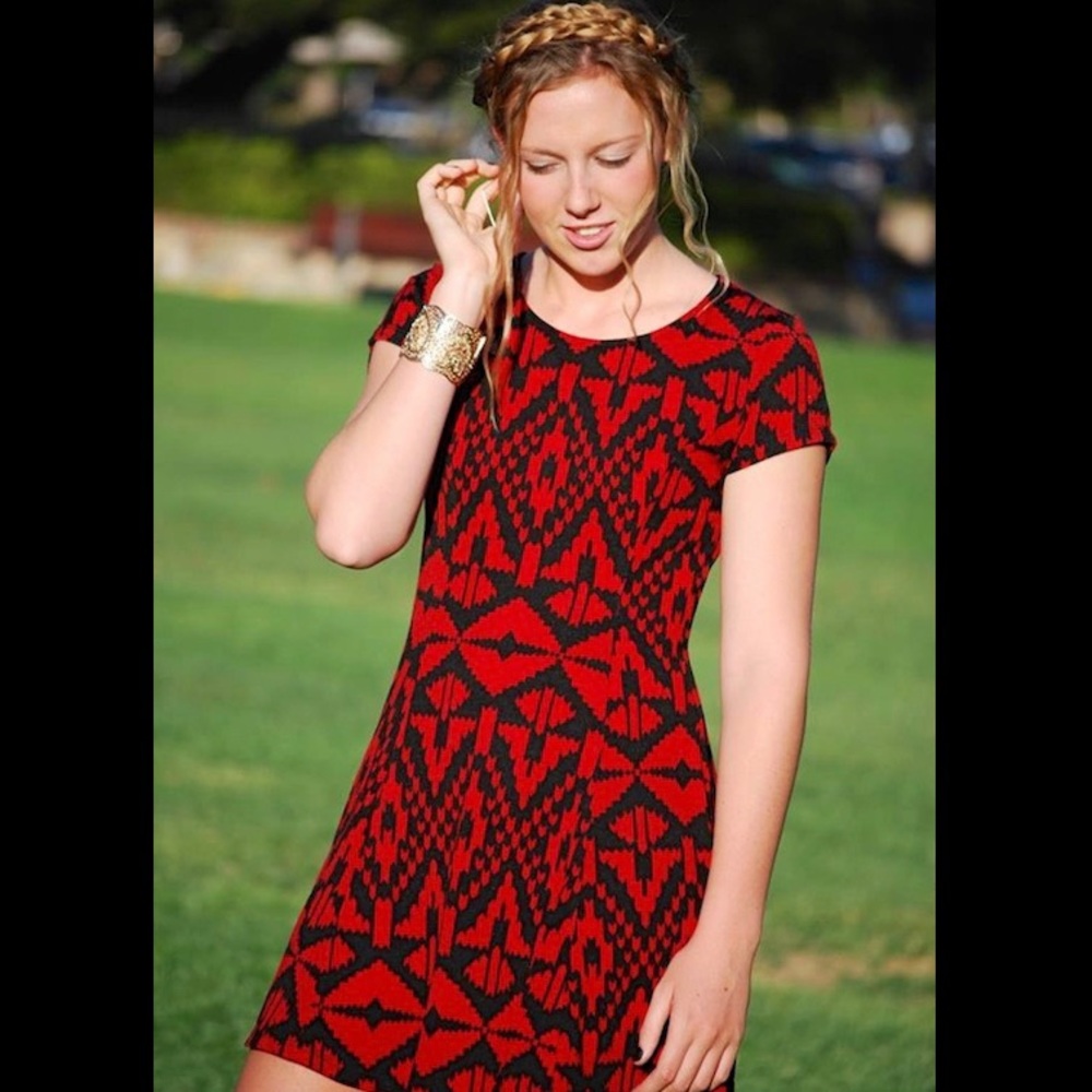 Black & Red Geometric Dress